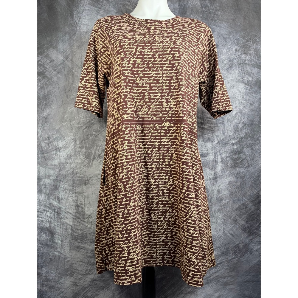 Svaha USA A-Line Dress Women XL Brown Declaration of Independence Org Cotton